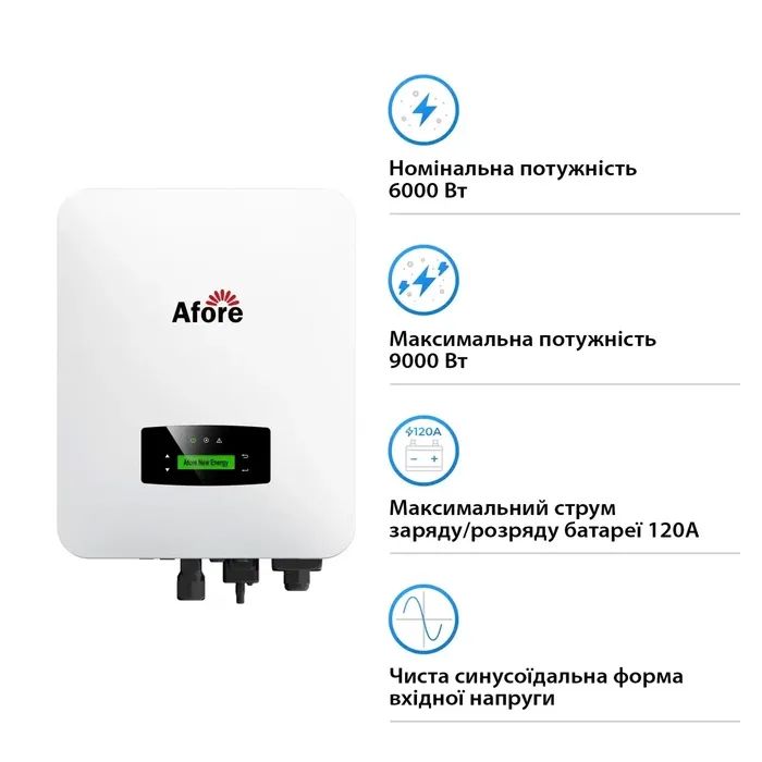 Солнечный инвертор Afore 6KW 48V 2 MPPT Wi-Fi 220V 1ф (AF6K-SLP) изображение 2