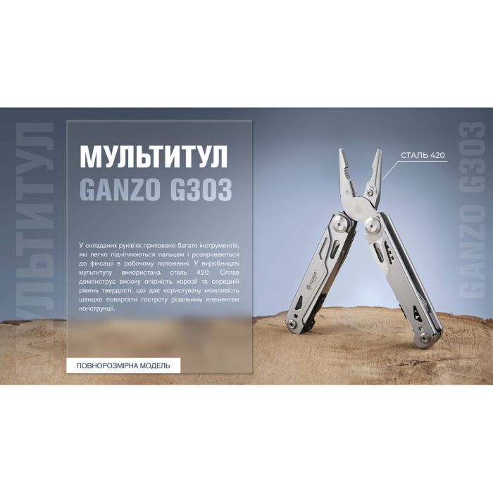 Мультитул Ganzo G303 з чохлом Molle та бітами, 21 функція (G303-c) зображення 10