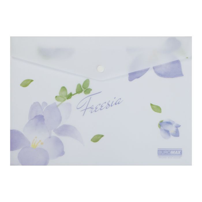 Папка - конверт Buromax А4 на кнопці, FREESIA ARABESKI, напівпрозора, бузкова (BM.3943-26)