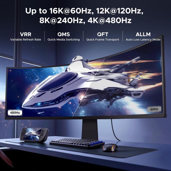Кабель мультимедийный HDMI M to HDMI M 2.0m V2.2 16K60Hz 96Gbps braided black Ugreen (65900) изображение 3