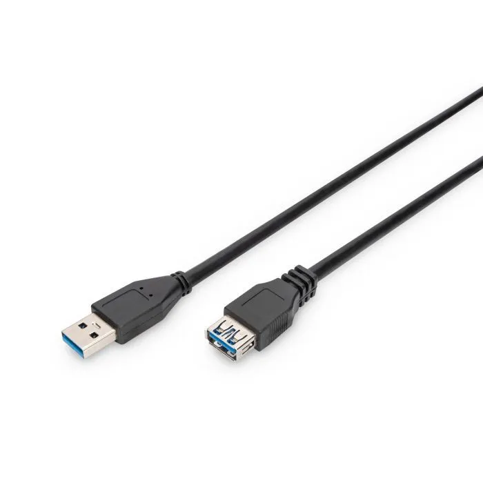 Дата кабель USB 2.0 AM/AF 1.8m black Digitus (AK-300203-018-S)