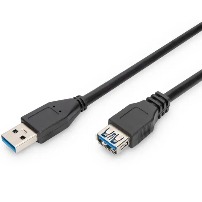 Дата кабель USB 2.0 AM/AF 1.8m black Digitus (AK-300203-018-S)