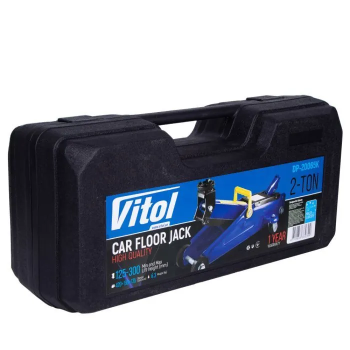 Домкрат Vitol DP-20065K, подкатный, гидравлический, 2т, min 125мм, max 300мм, чемодан (DP-20065K) изображение 10