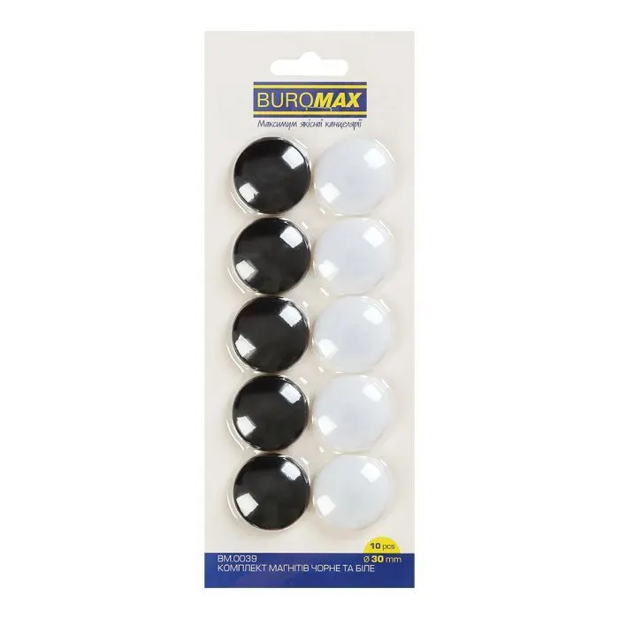 Магнит Buromax набор BLACK AND WHITE, 10 шт 30 мм (BM.0039)