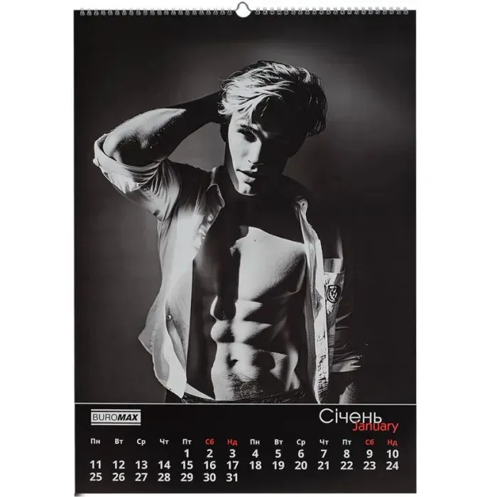 Календар Buromax настінний А2 2027 рік, 1 пружина, Men (BM.210654) зображення 2