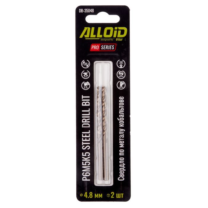 Сверло Alloid Pro, по металлу, кобальтовое, 3.2мм, Р6М5К5, 2шт. (DB-35032) изображение 2
