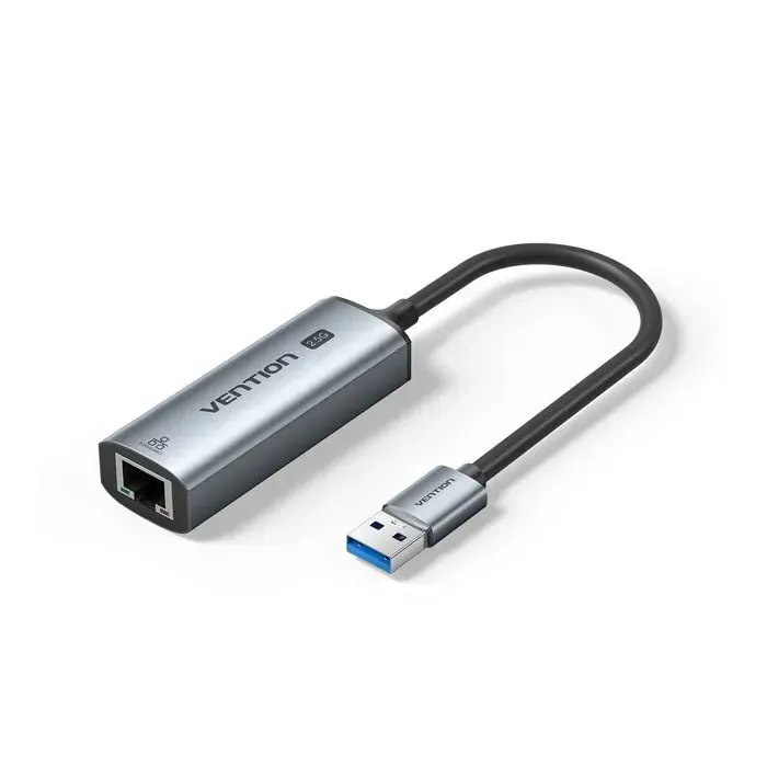 Переходник USB AM to RJ45 Ethernet 2500Mbps 0.15m aluminum gray Vention (CFSHB)