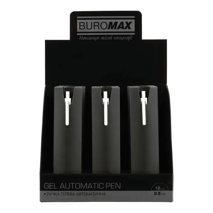 Ручка гелева Buromax автоматична SILK, 0,5 мм, сині чорнила, біла (BM.83100-12) зображення 5
