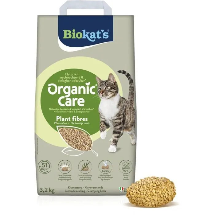 Наповнювач для туалету Biokat's Organic Care рослинний 8 л/3.2 кг (4002064617428) зображення 2