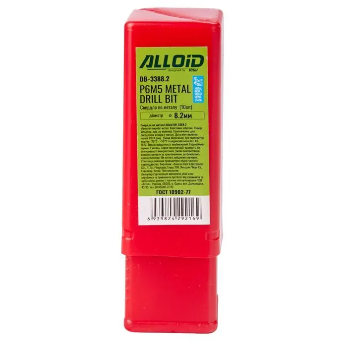 Сверло Alloid по металлу, 8.2мм, DIN338 (DB-3388.2) изображение 6