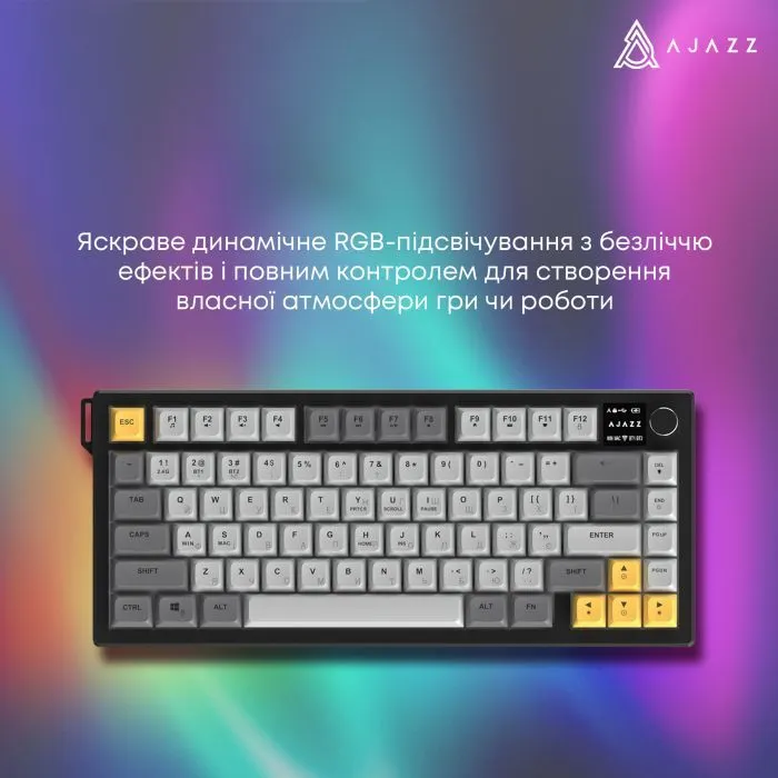 Клавиатура Ajazz AF82 Wireless/Bluetooth/USB UA Gray/White/Orange (AF82-GWO) изображение 12