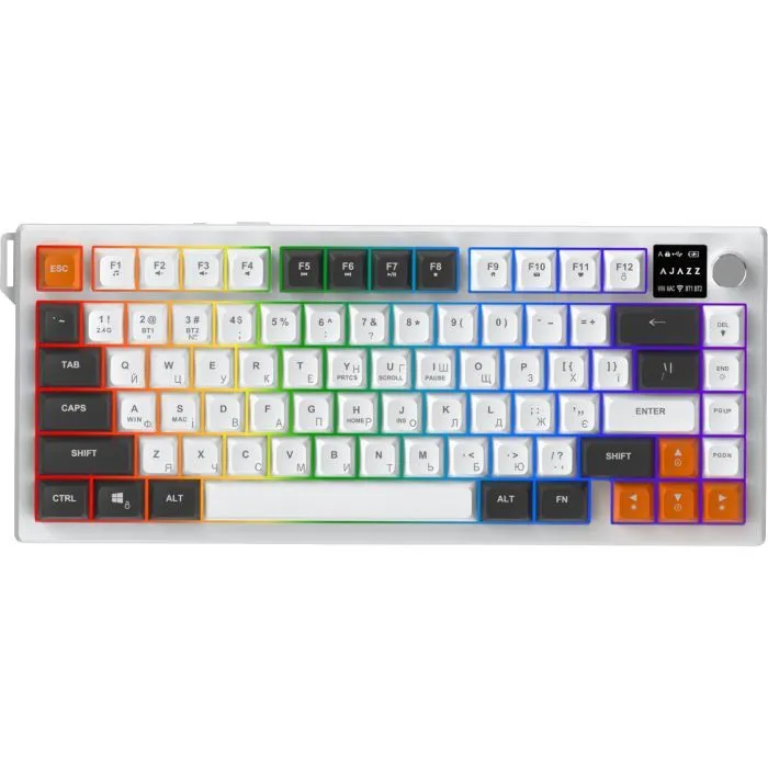 Клавиатура Ajazz AF82 Wireless/Bluetooth/USB UA Gray/White/Orange (AF82-GWO)
