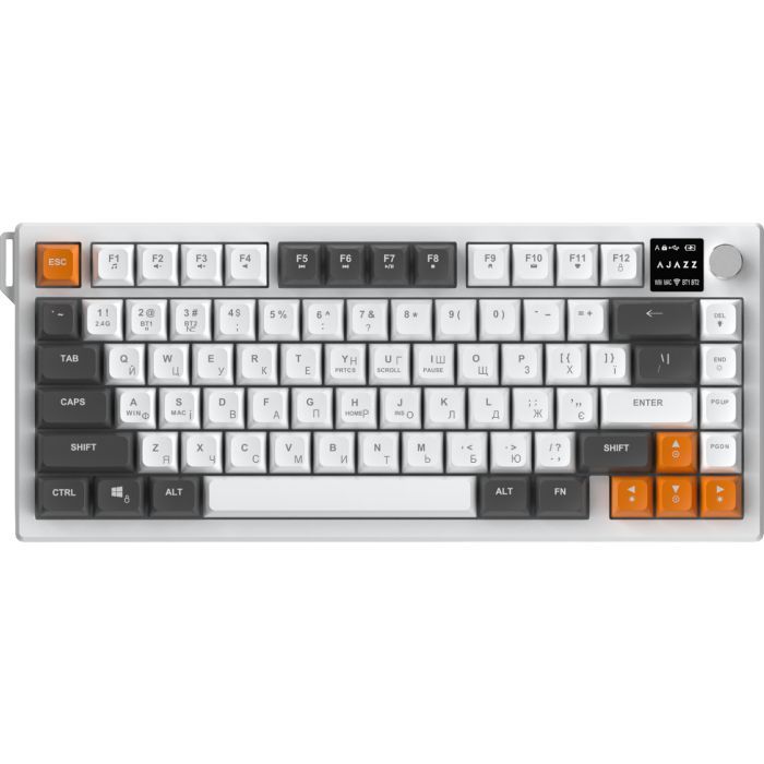 Клавіатура Ajazz AF82 Wireless/Bluetooth/USB UA Black/Gray/Yellow (AF82-BGY) зображення 2