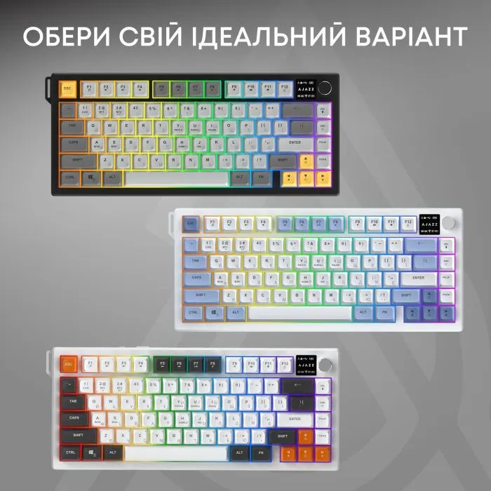 Клавиатура Ajazz AF82 Wireless/Bluetooth/USB UA Gray/White/Orange (AF82-GWO) изображение 6