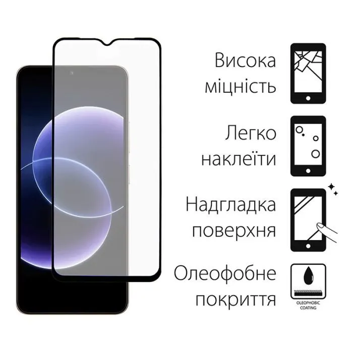 Стекло защитное Dengos Full Glue Xiaomi Redmi 17C Black (TGFG-454) изображение 2