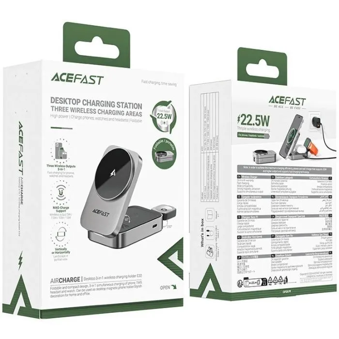 Зарядний пристрій Acefast Wireless QI 3-in-1 22.5W (6974316284079) зображення 4
