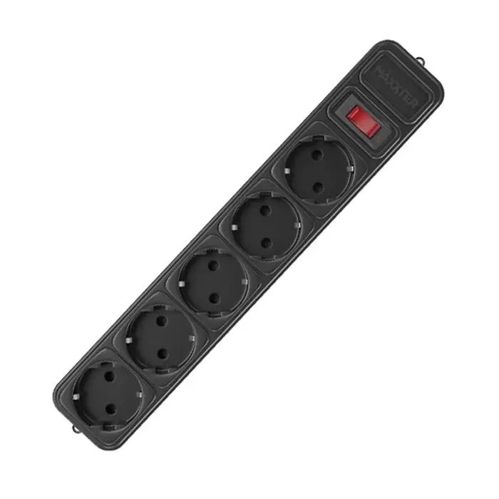 Сетевой фильтр питания Maxxter SPM5-G-10B чорний, 3 м кабель, 5 розеток (SPM5-G-10B)