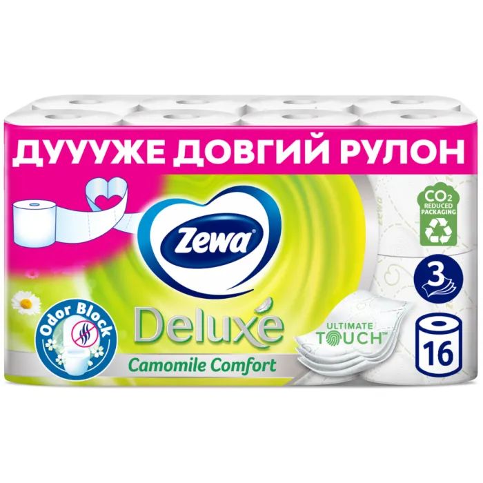 Туалетная бумага Zewa Deluxe Ромашка 3 слоя 16 рулонов (7322540201925)