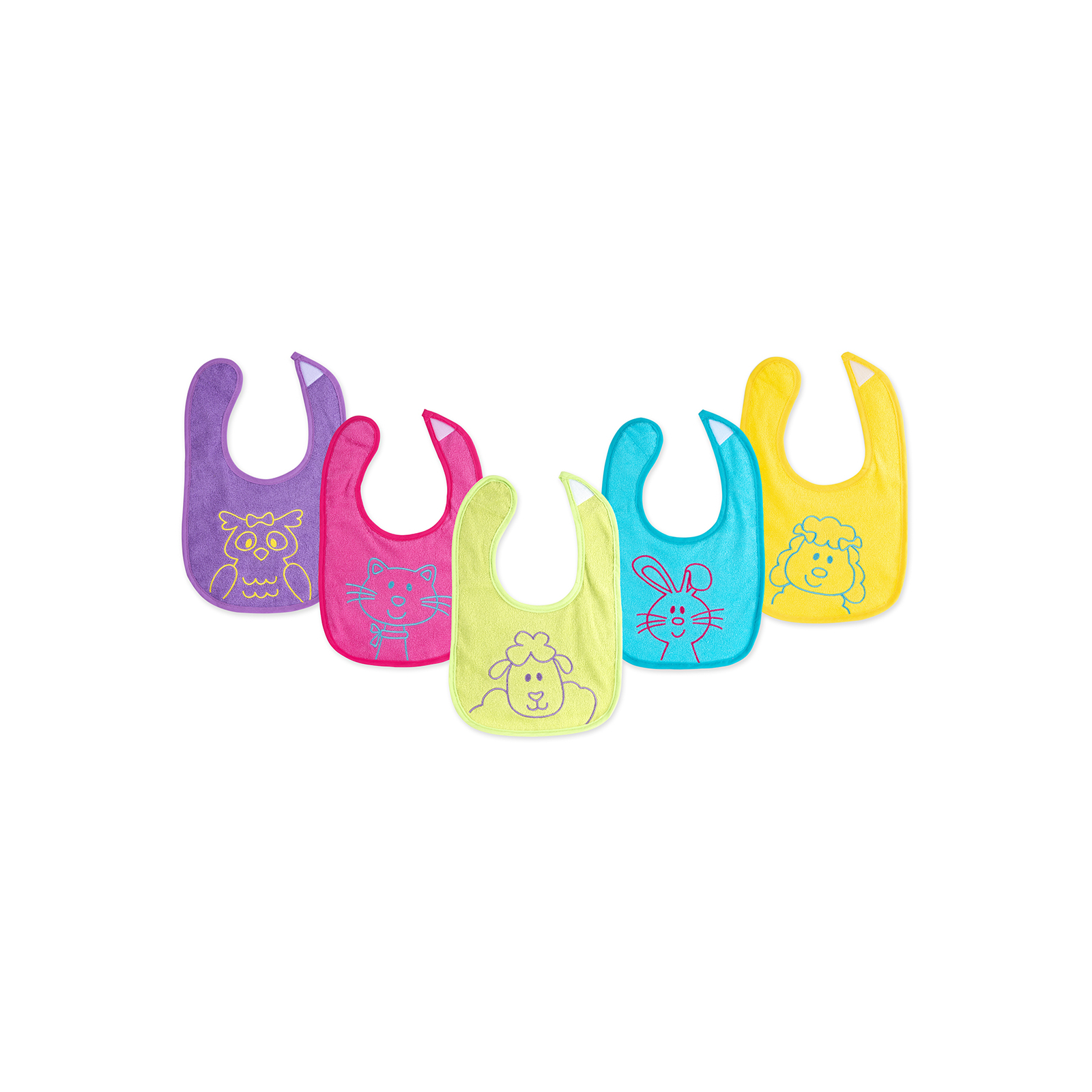 Слюнявчик Luvable Friends 5 шт с рисунками животных котик, разноцветный (2088-pink)