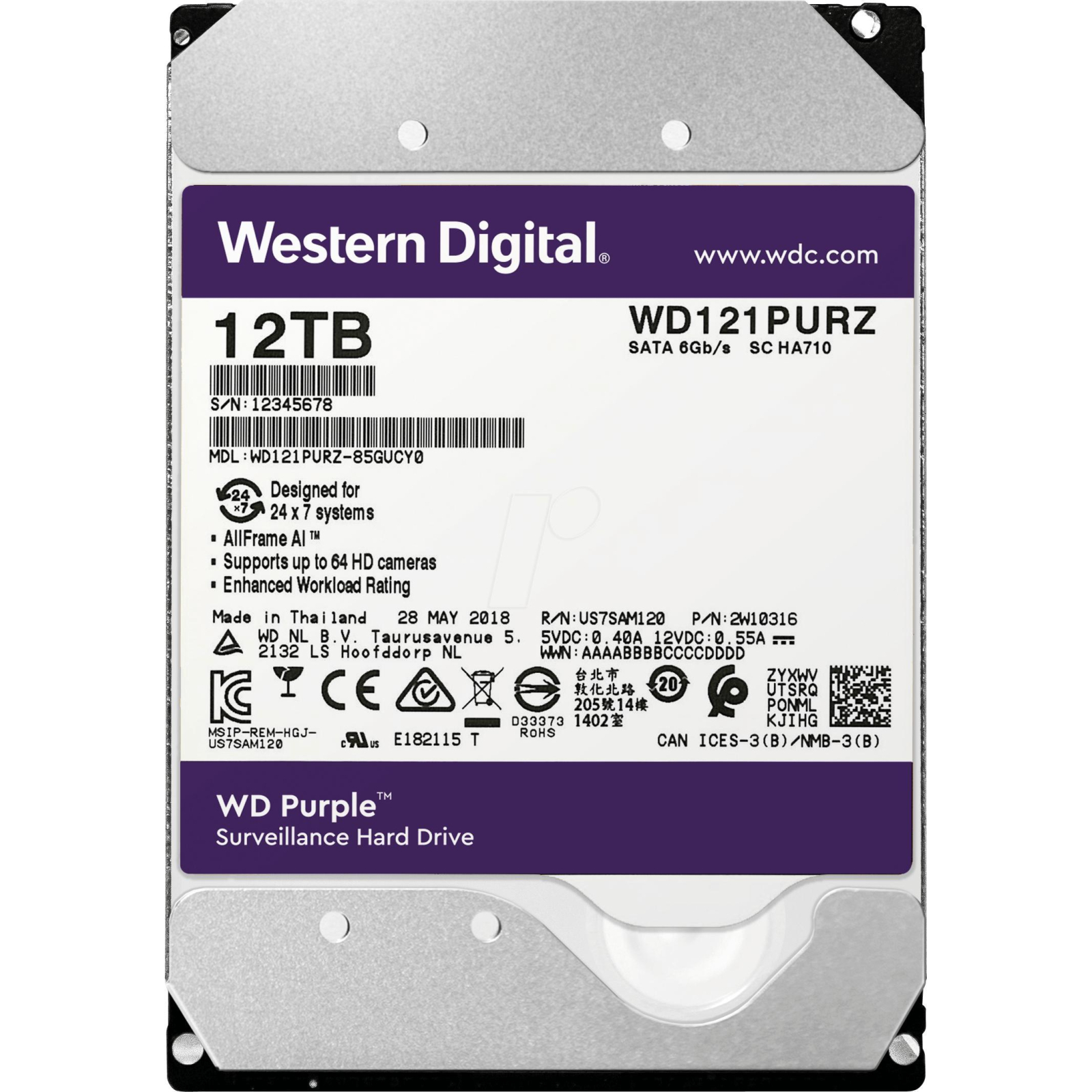 Жесткий диск 3.5" 1TB WD (WD11PURZ)