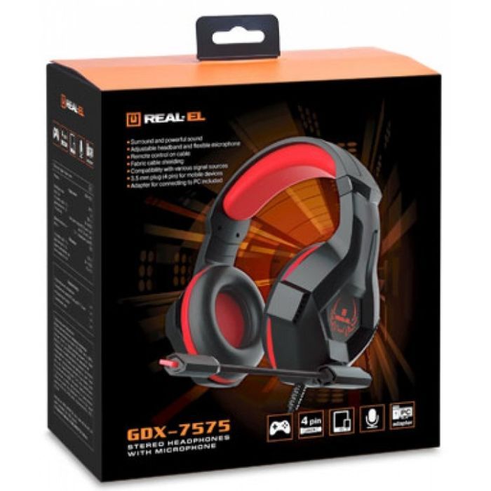 Наушники REAL-EL GDX-7575 Black-Red изображение 12