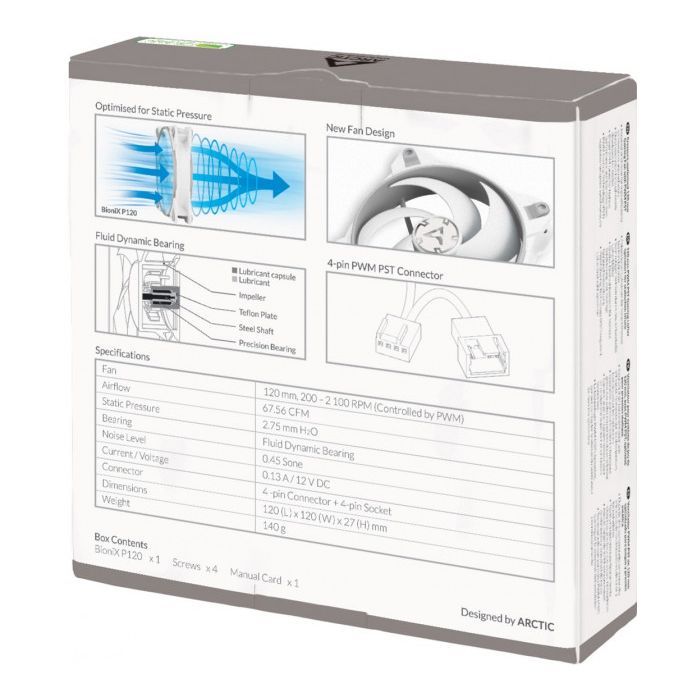 Кулер для корпуса Arctic BioniX P120 White (ACFAN00116A) изображение 7