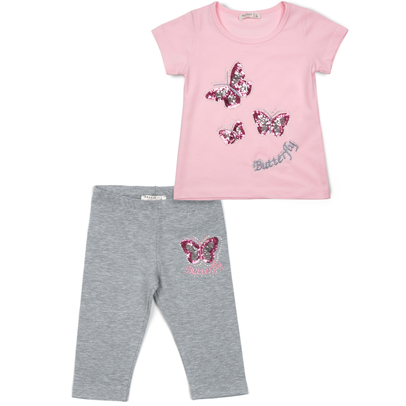 Набор детской одежды Breeze с бабочкой (14238-128G-pink)