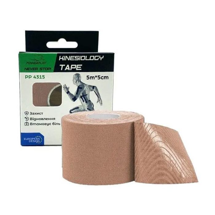 Кінезіо тейп PowerPlay 4315 Beige 5cм х 5м (PP_4315_Beige)