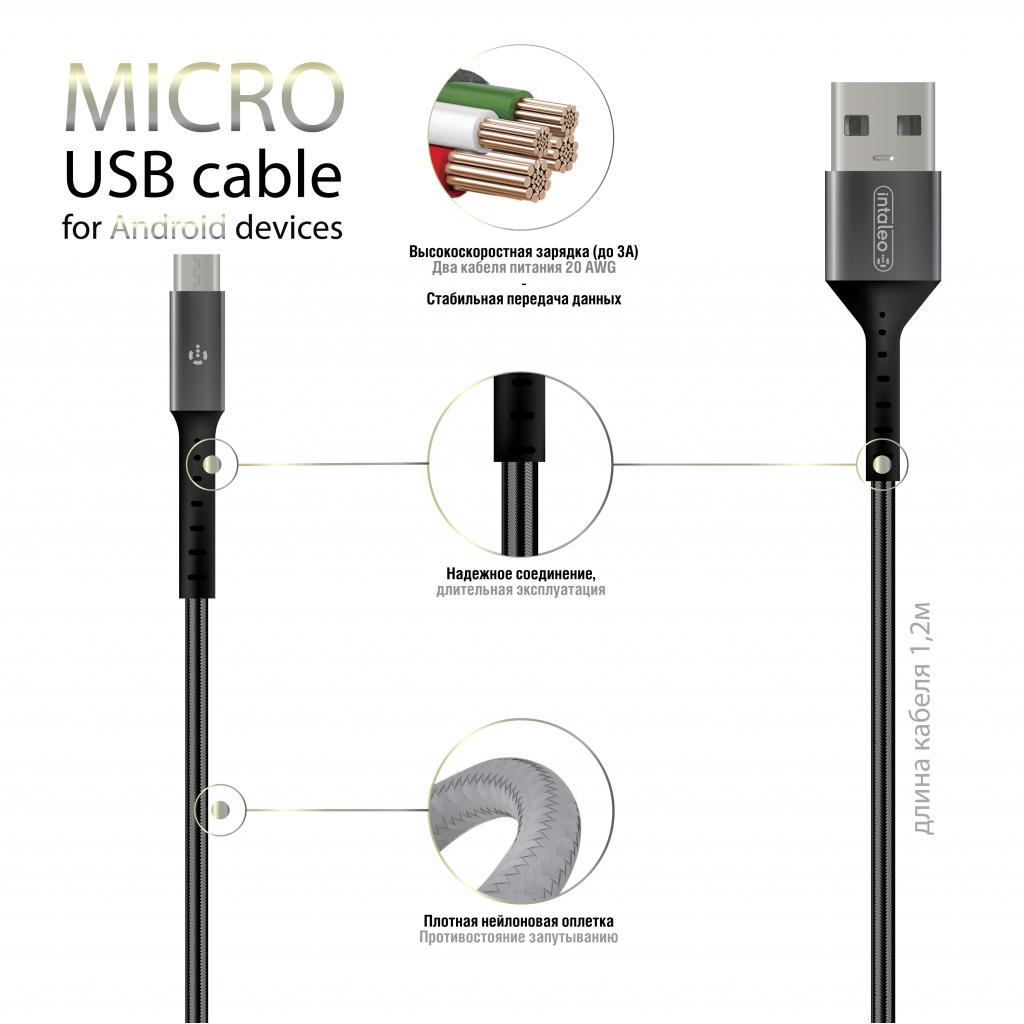 Дата кабель USB 2.0 AM to Micro 5P 1.2m Intaleo (1283126495649) изображение 3