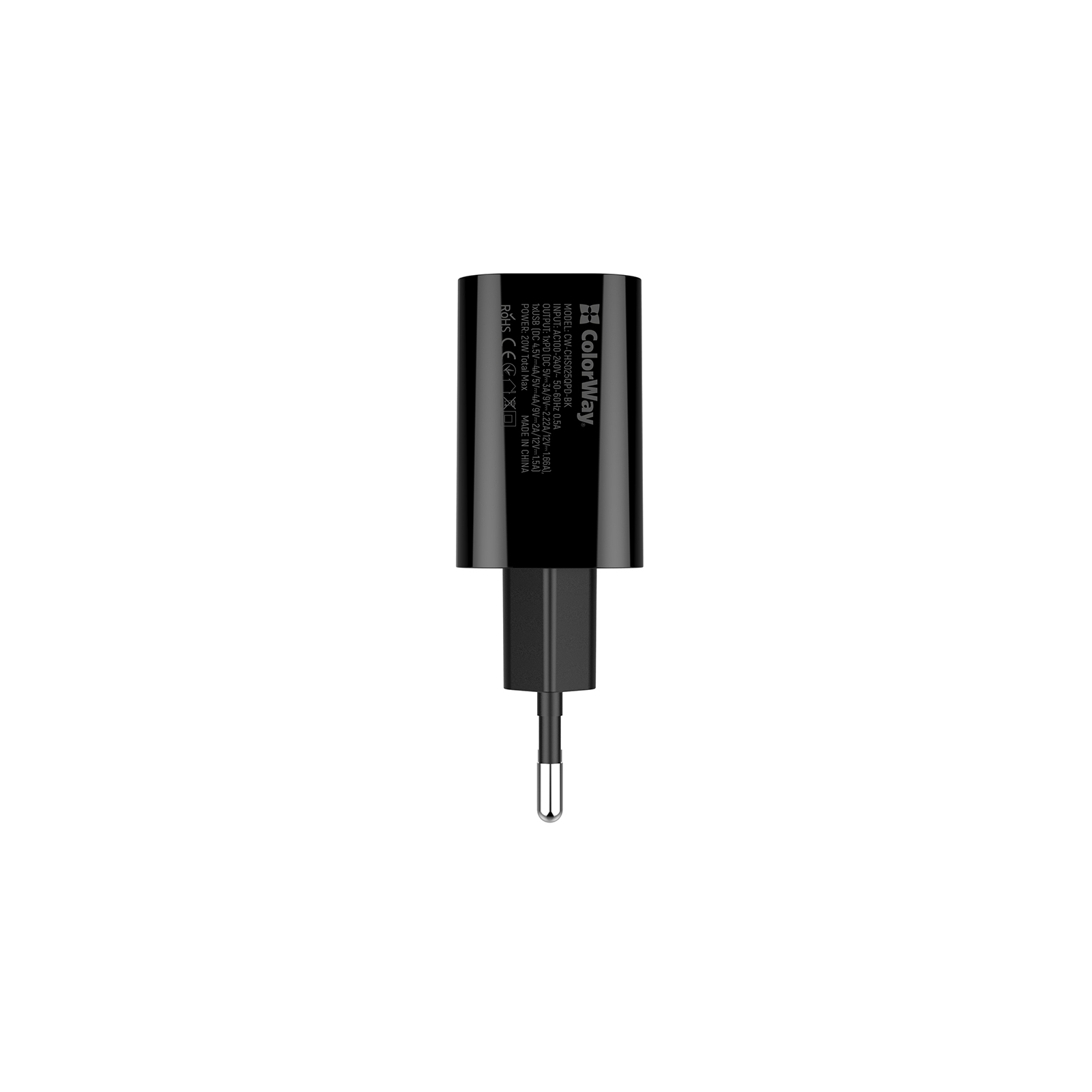 Зарядное устройство ColorWay Type-C PD + USB QC3.0 (20W) V2 black (CW-CHS025QPD-BK) изображение 3