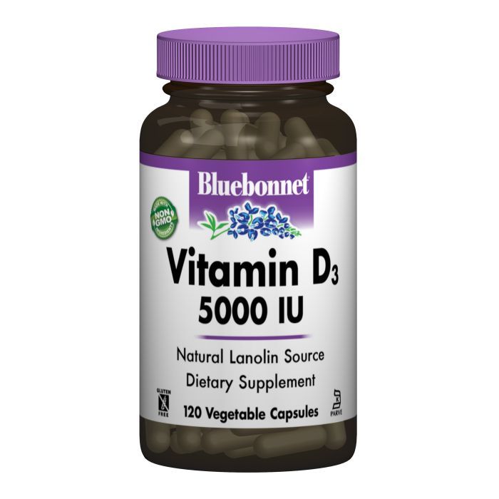 Витамин Bluebonnet Nutrition Витамин D3 5000IU, 120 вегетарианских капсул (BLB-00369)