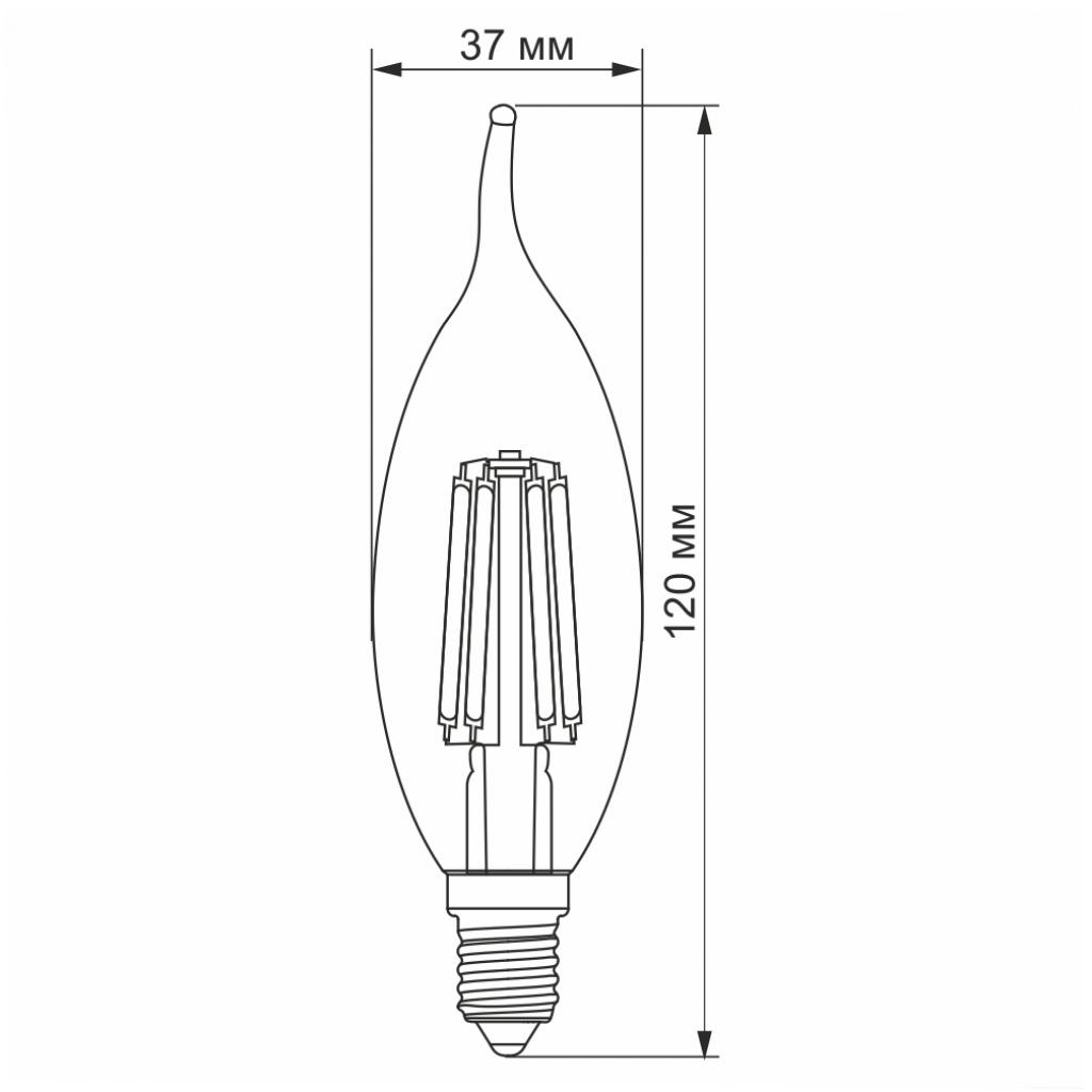 Лампочка Videx Filament C37Ft 6W E14 4100K 220V (VL-C37Ft-06144) изображение 3