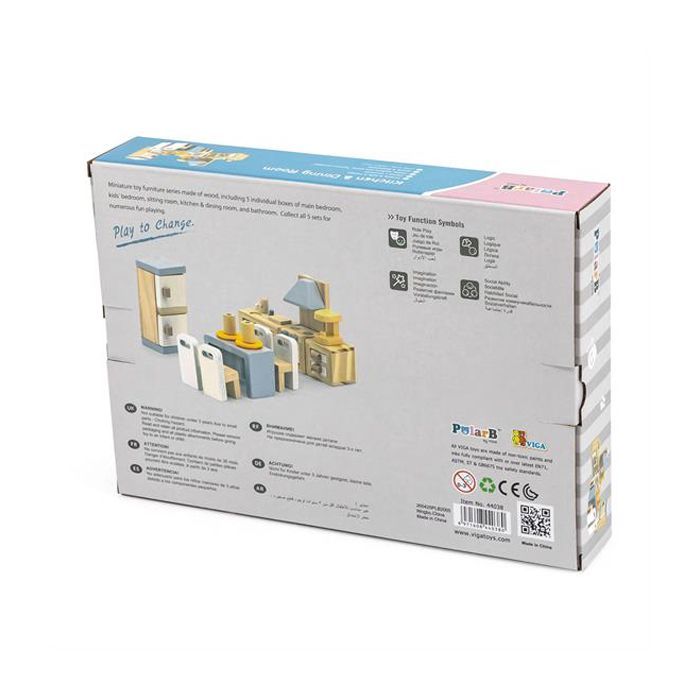 Игровой набор Viga Toys Деревянная мебель для кукол PolarB Кухня и столовая (44038) изображение 5