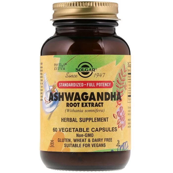 Травы Solgar Ашваганда (Экстракт Корня), Ashwagandha Root Extract, 60 ка (SOL-04104)