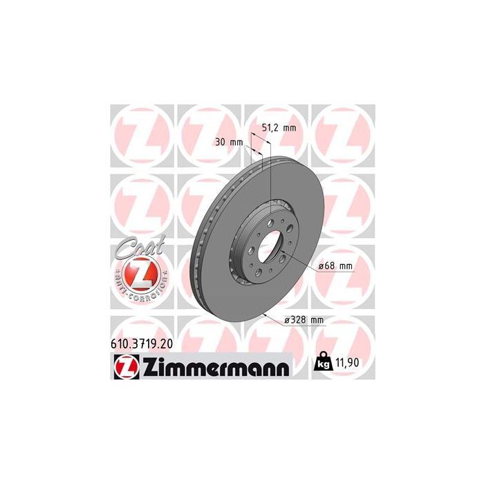 Тормозной диск ZIMMERMANN 610.3719.20