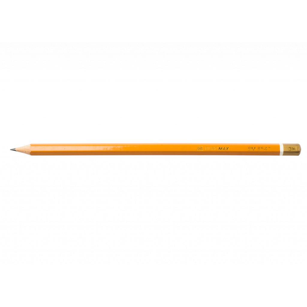 Олівець графітний Buromax Professional 3H без гумки Жовтий (BM.8547-12)