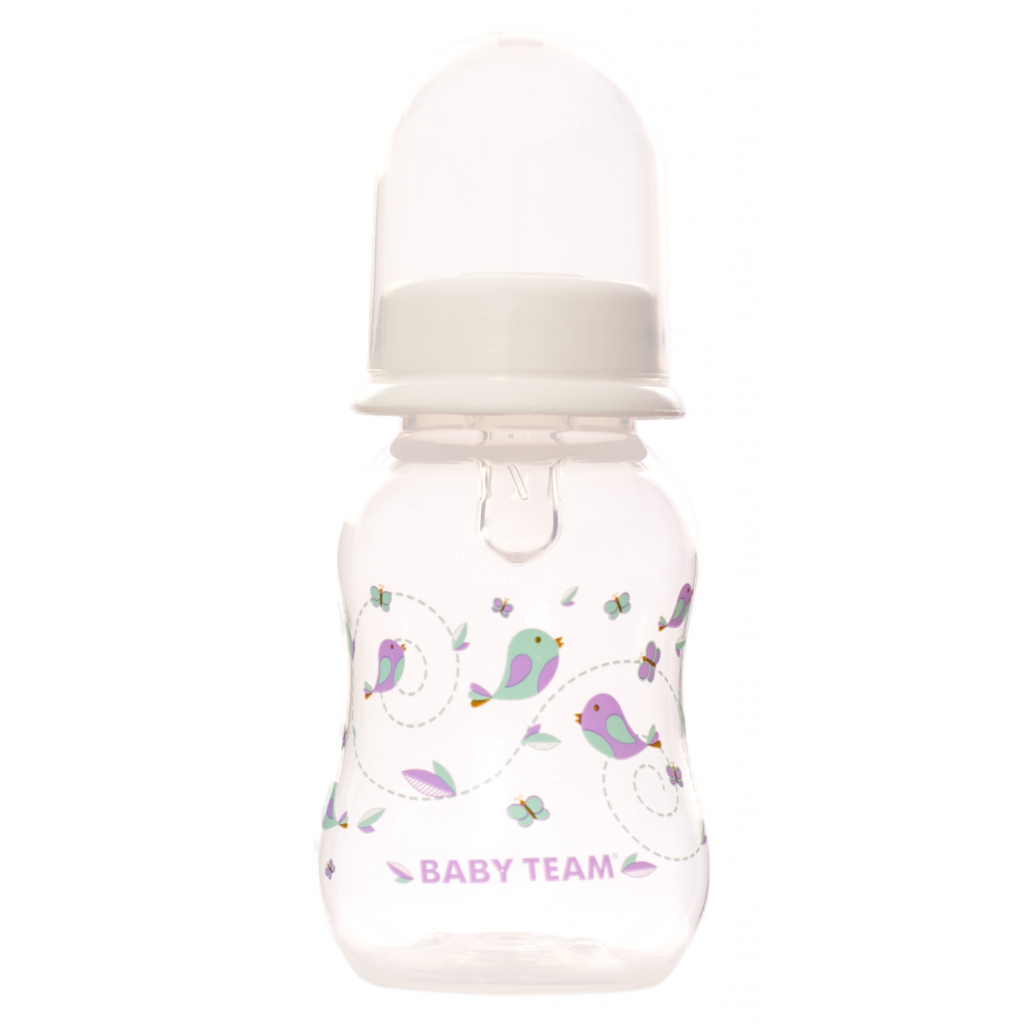 Бутылочка для кормления Baby Team с талией и силиконовой сос.125 мл (1111_белый)