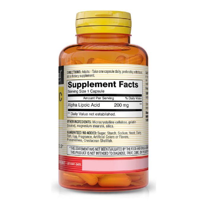 Амінокислота Mason Natural Альфа-ліпоєва кислота 200 мг, Alpha Lipoic Acid, 60 капсул (MAV16245) зображення 2