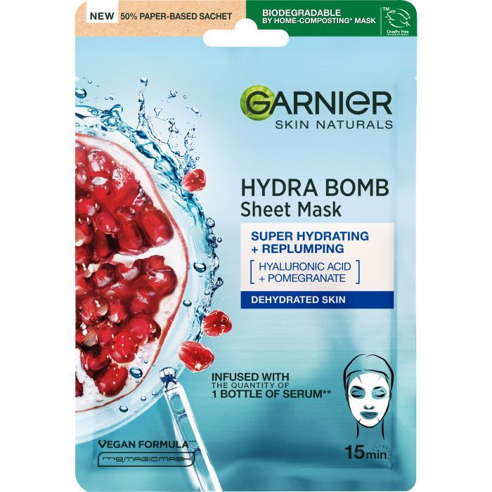 Маска для лица Garnier Skin Naturals Тканевая Увлажнение + Аква бомба 32 г (3600541944299/3600542385312)