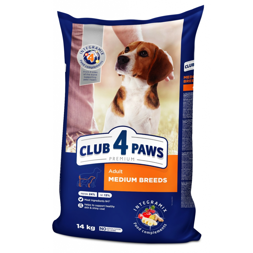 Сухой корм для собак Club 4 Paws Премиум. Для средних пород 14 кг(П) (4820215366328)