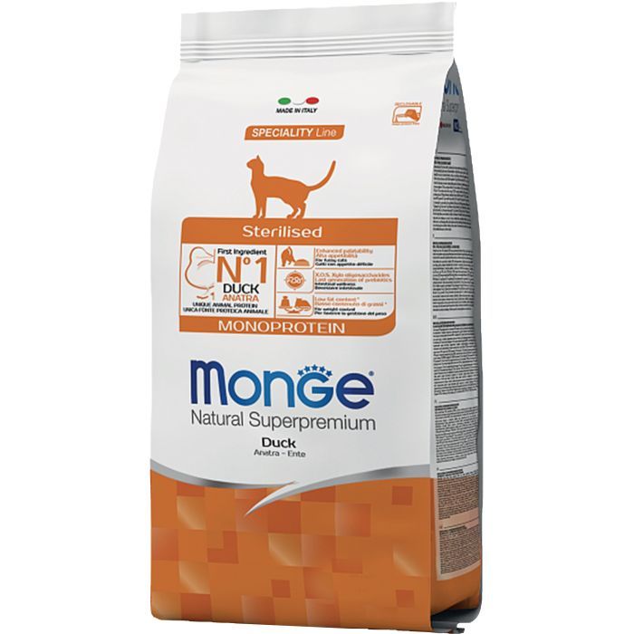 Сухой корм для кошек Monge Cat Sterilised с уткой 10 кг (8009470056182)