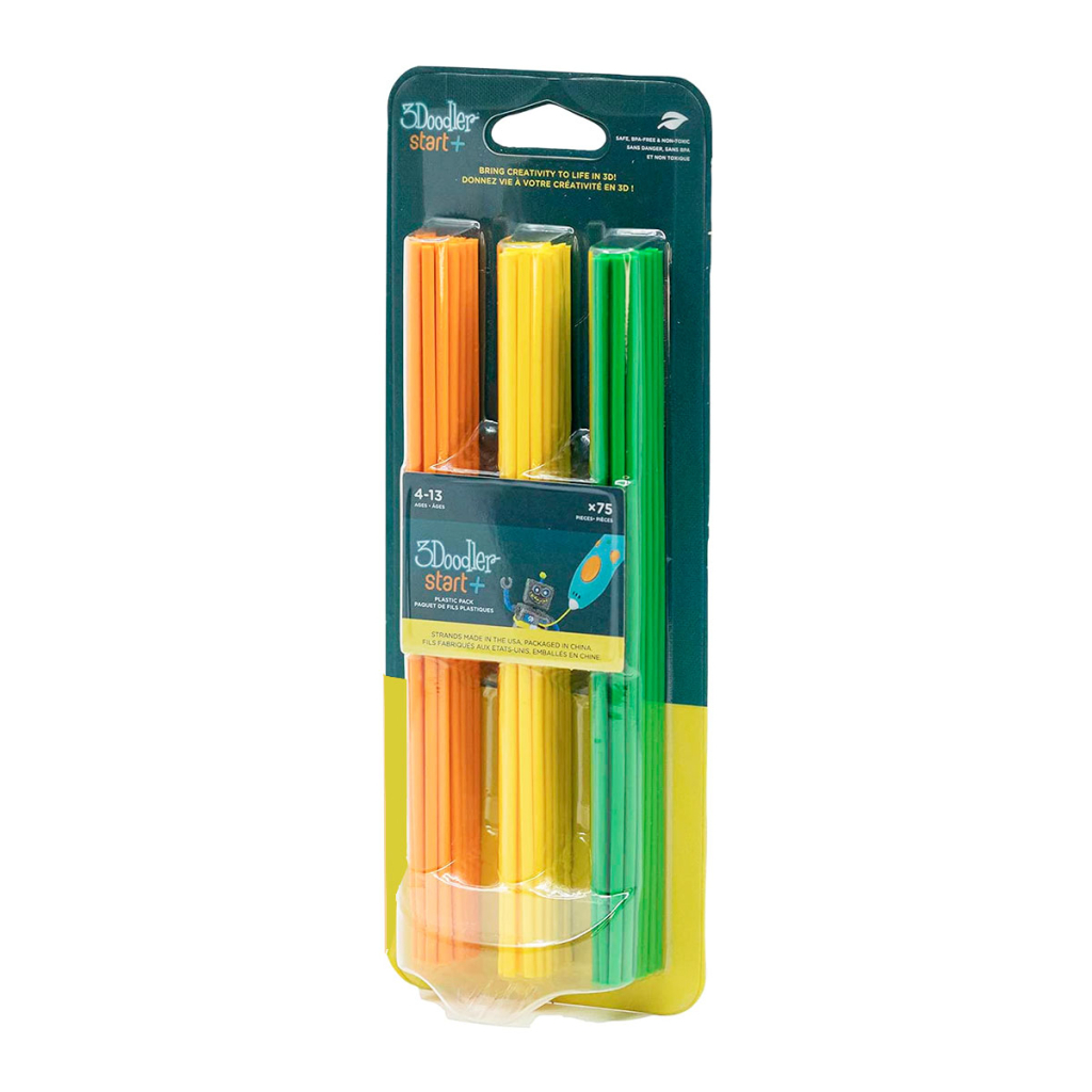 Стержень для 3D-ручки 3Doodler набор Микс (75 шт: оранжевый, желтый, зеленый) (3DS-ECO-MIX2-75) изображение 3