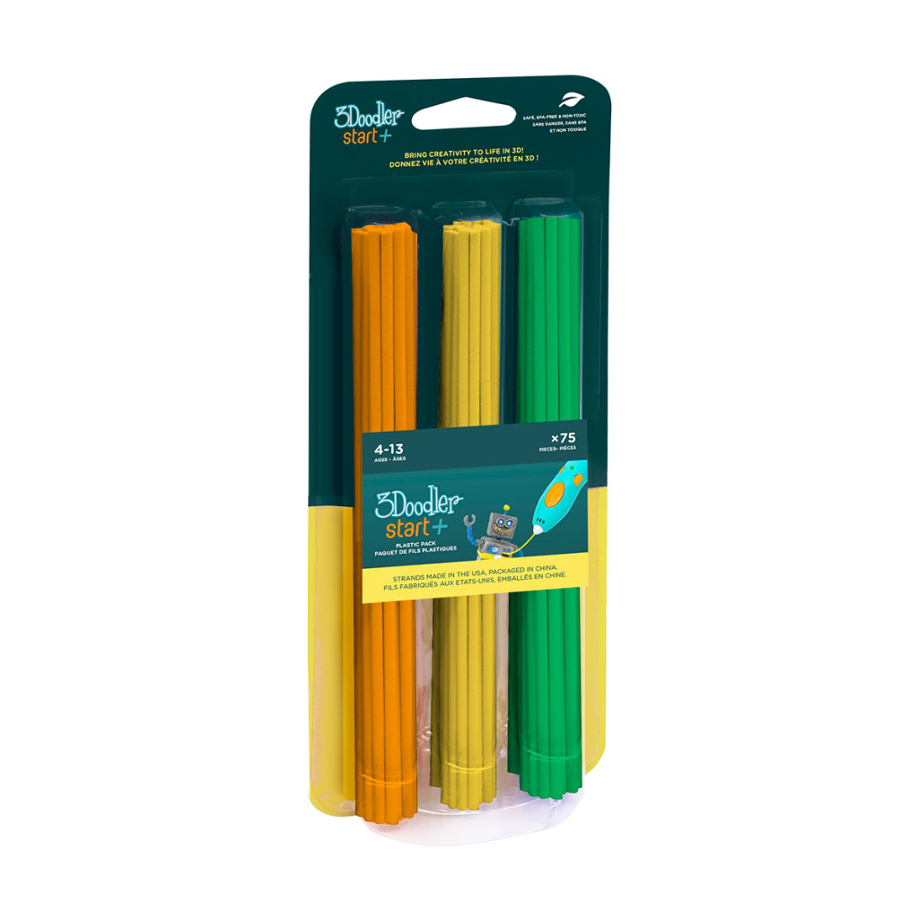 Стержень для 3D-ручки 3Doodler набор Микс (75 шт: оранжевый, желтый, зеленый) (3DS-ECO-MIX2-75)