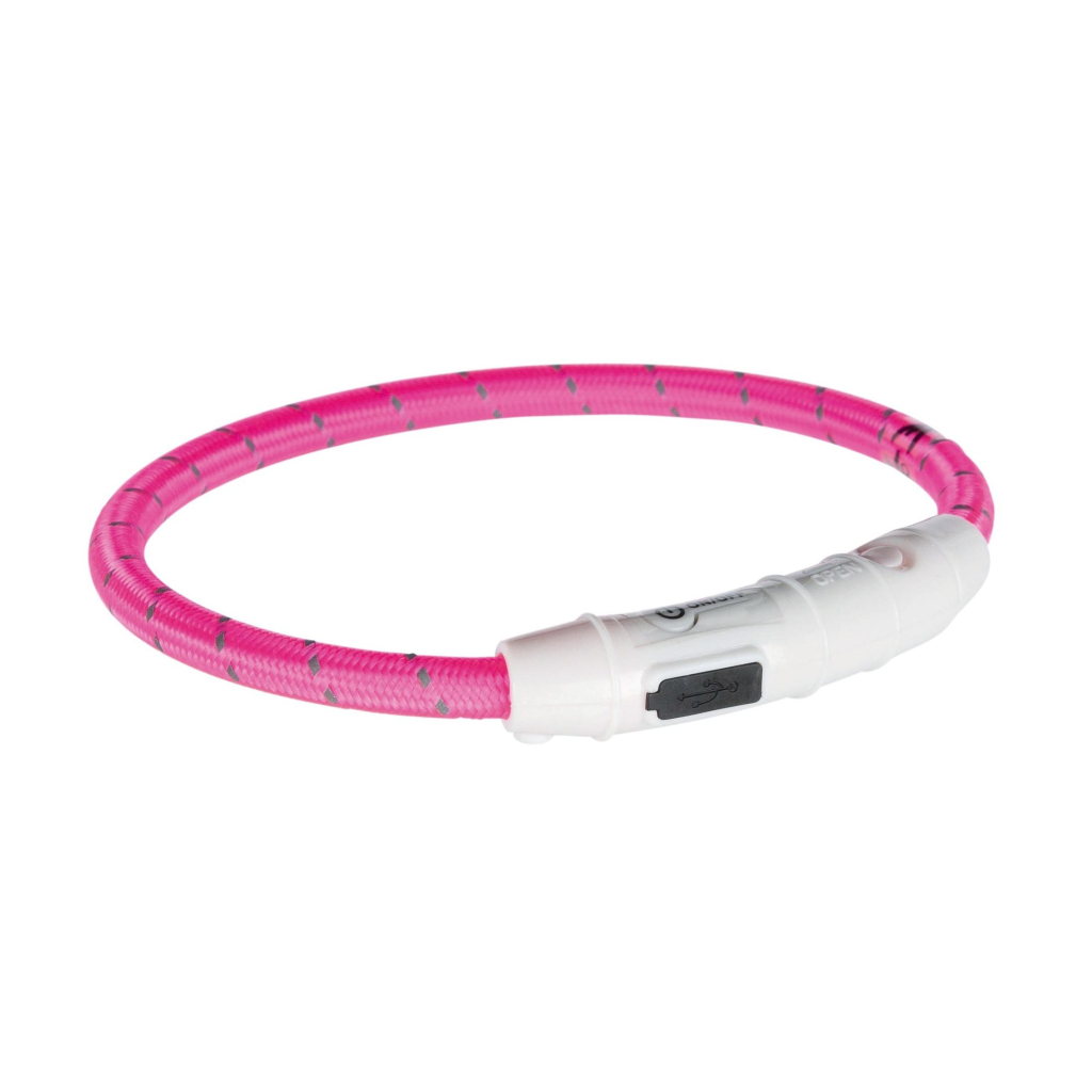 Нашийник для тварин Trixie світиться з USB XS-S 35 см/7 мм рожевий (4053032127067)