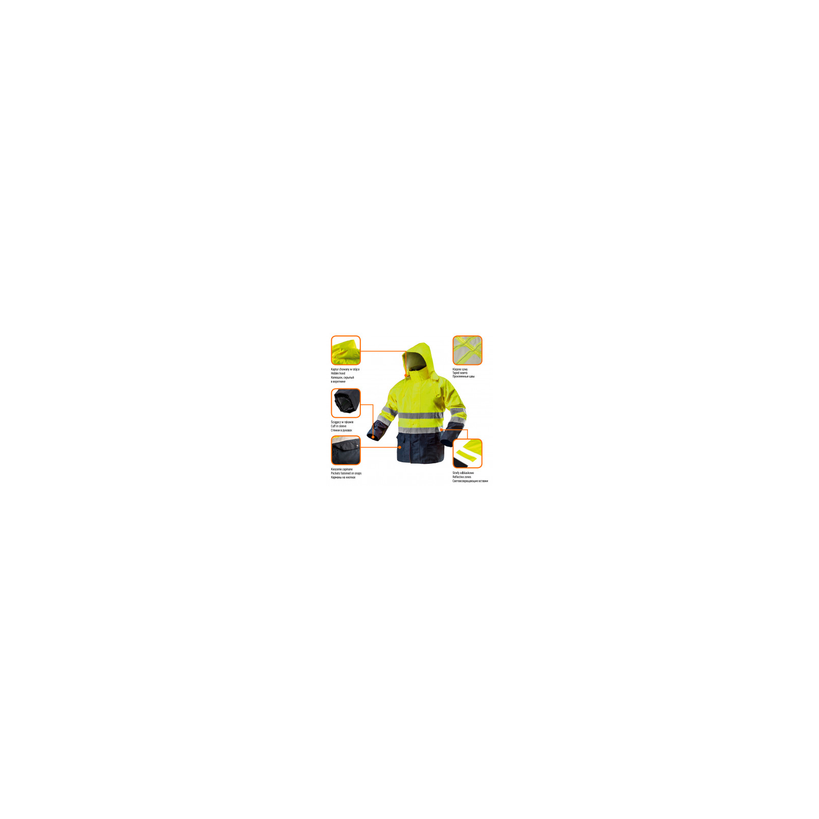 Куртка рабочая Neo Tools повышенной видимости, Oxford 300 D, желтая, р. (81-720-XXL) изображение 2