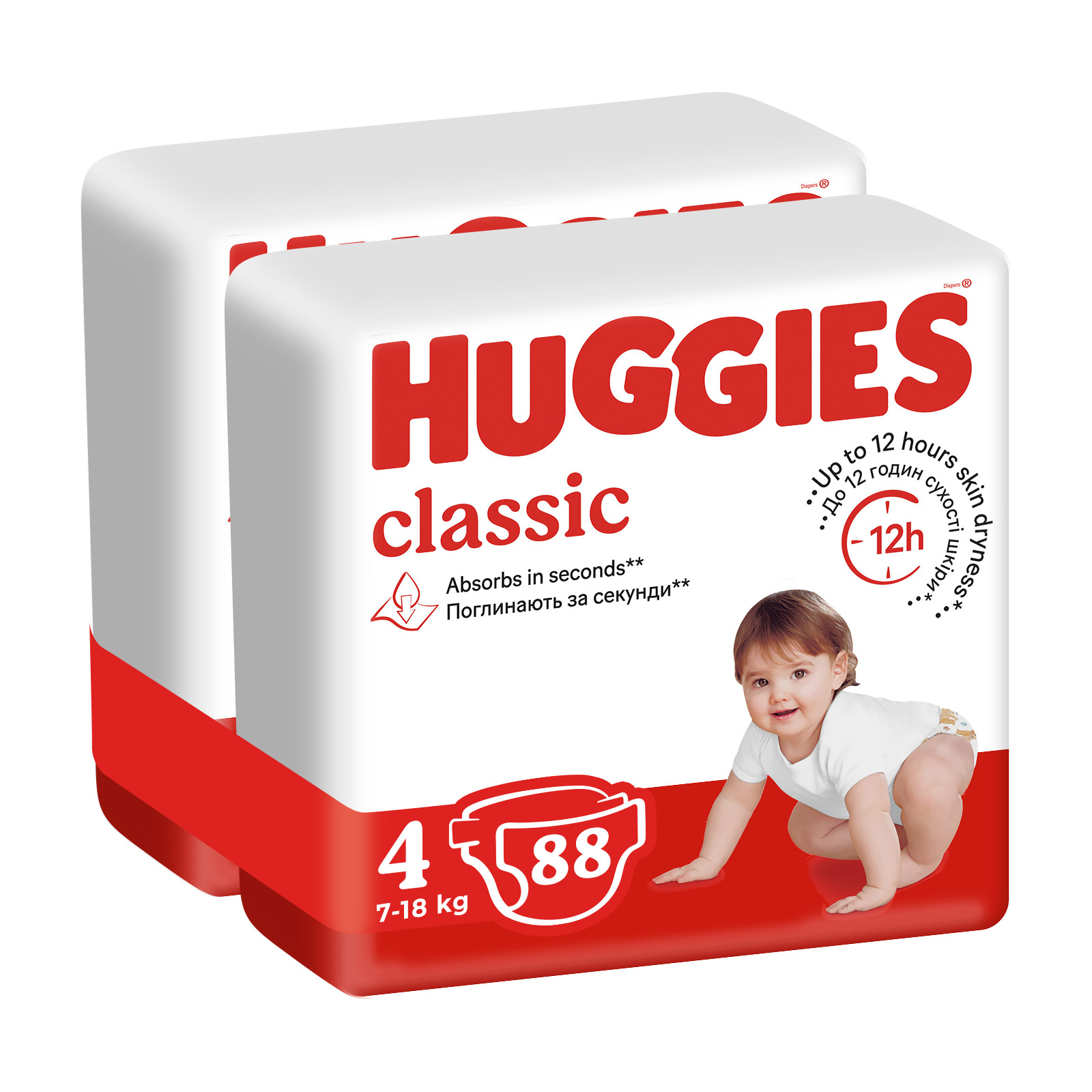 Підгузки Huggies Classic 4 (7-18 кг) Mega 68 шт (5029053543154) зображення 2