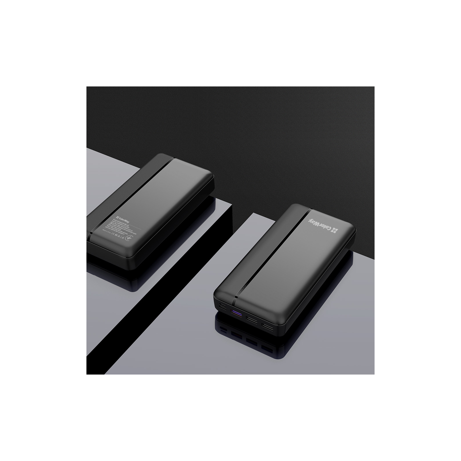 Батарея универсальная ColorWay 30 000 mAh PD/20W, QC/3.0 USB-C/Micro-USB/USB-A max.22.5W Black (CW-PB300LPA3BK-PD) изображение 7
