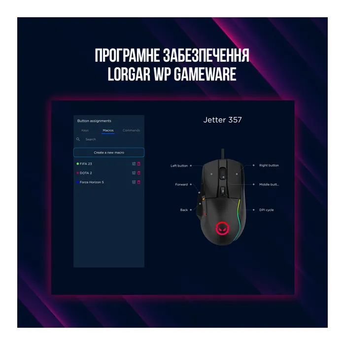 Мышка Lorgar Jetter 357 Wired USB Black (LRG-GMS357) изображение 10