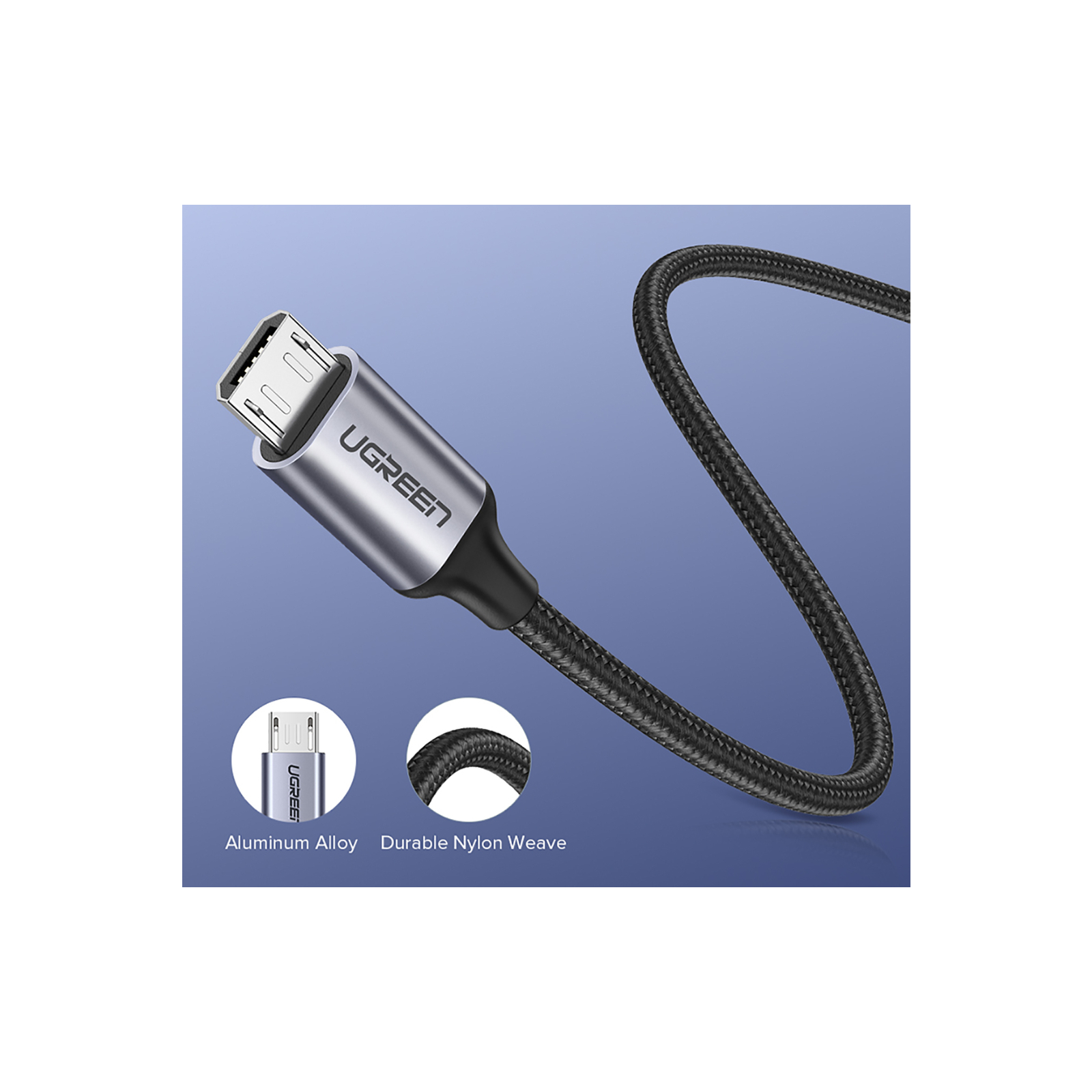 Дата кабель USB 2.0 AM to Micro 5P 1.5m US290 Silver Ugreen (US290/60152) зображення 3