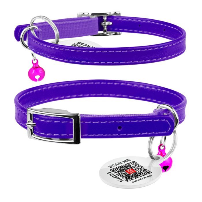 Ошейник для животных WAUDOG Glamour с QR паспортом Д 22-30 см голубой (32482) изображение 4